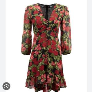The Kooples Short Silk Rose Print Dress | Size 1
